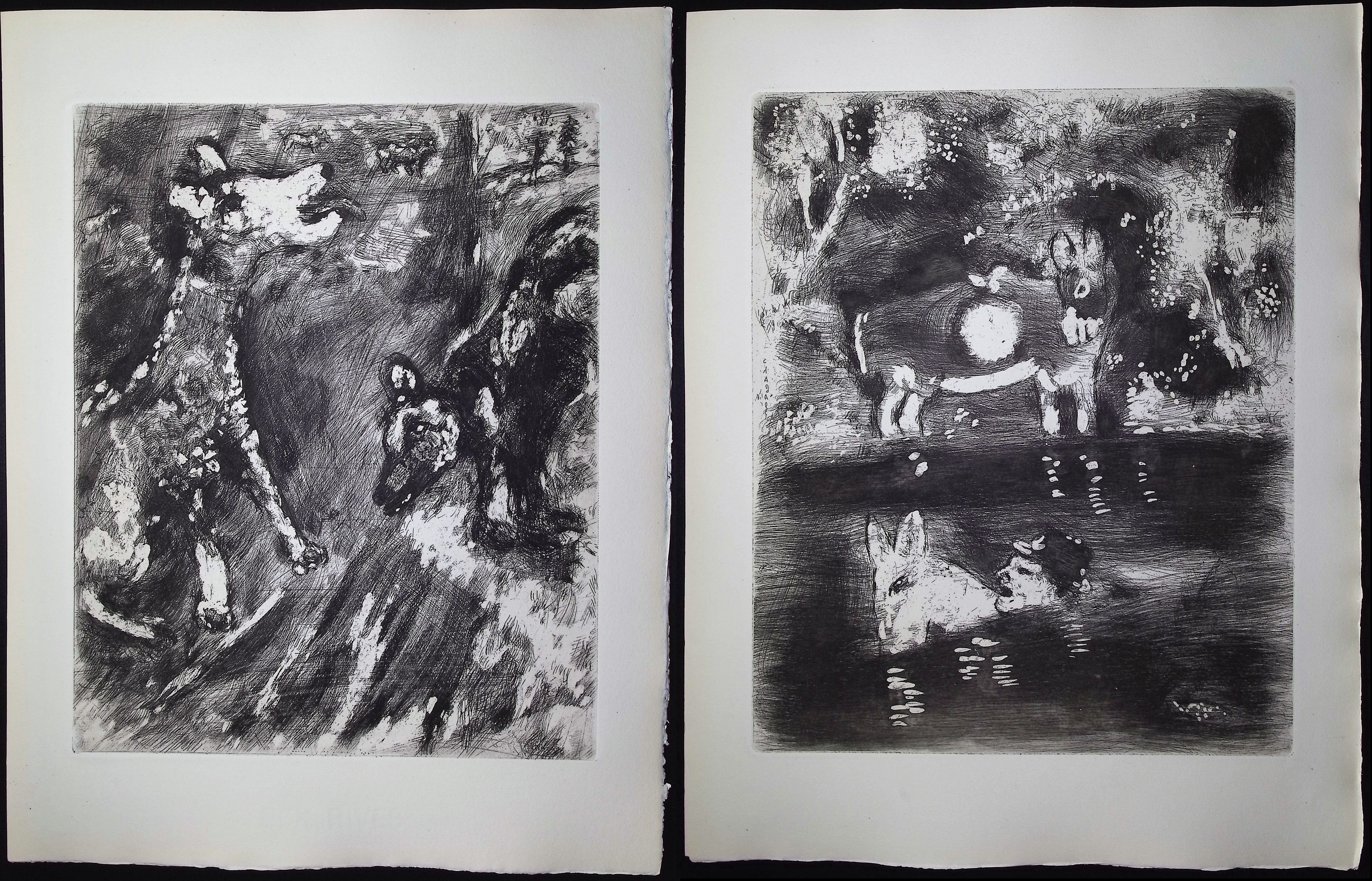 Chagall & Fontaine's Fables - 4 Etchings of Fables