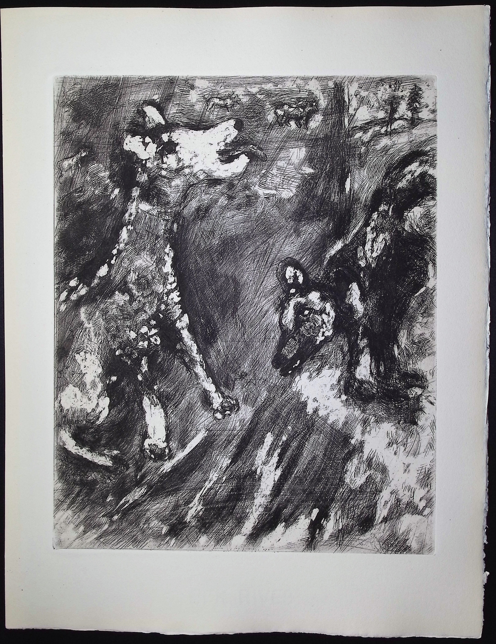 Chagall & Fontaine's Fables - 4 Etchings of Fables
