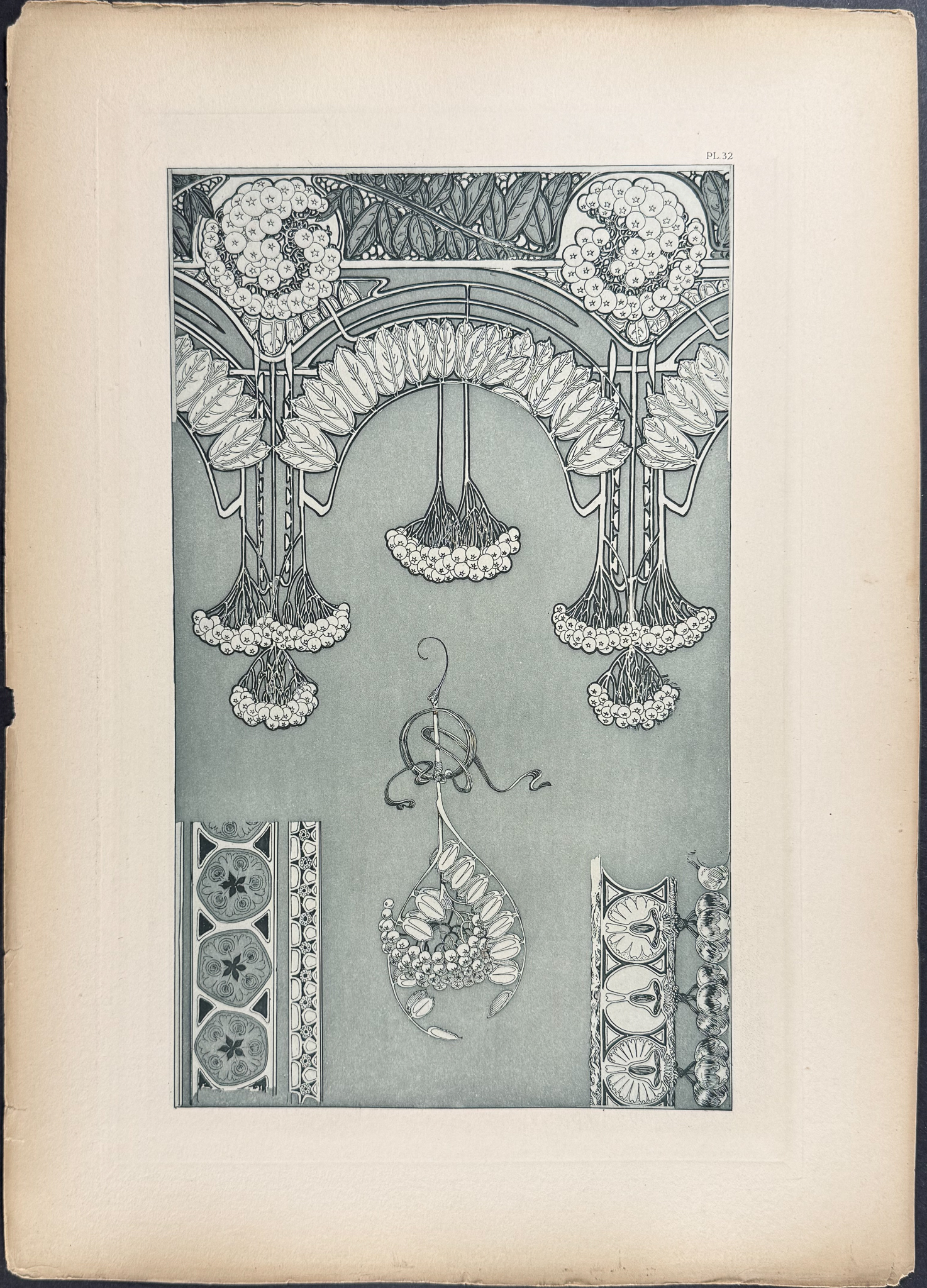 Mucha, Folio - 4 Lithographs of Floral Design, Decor, & Hair & Jewelry Designs