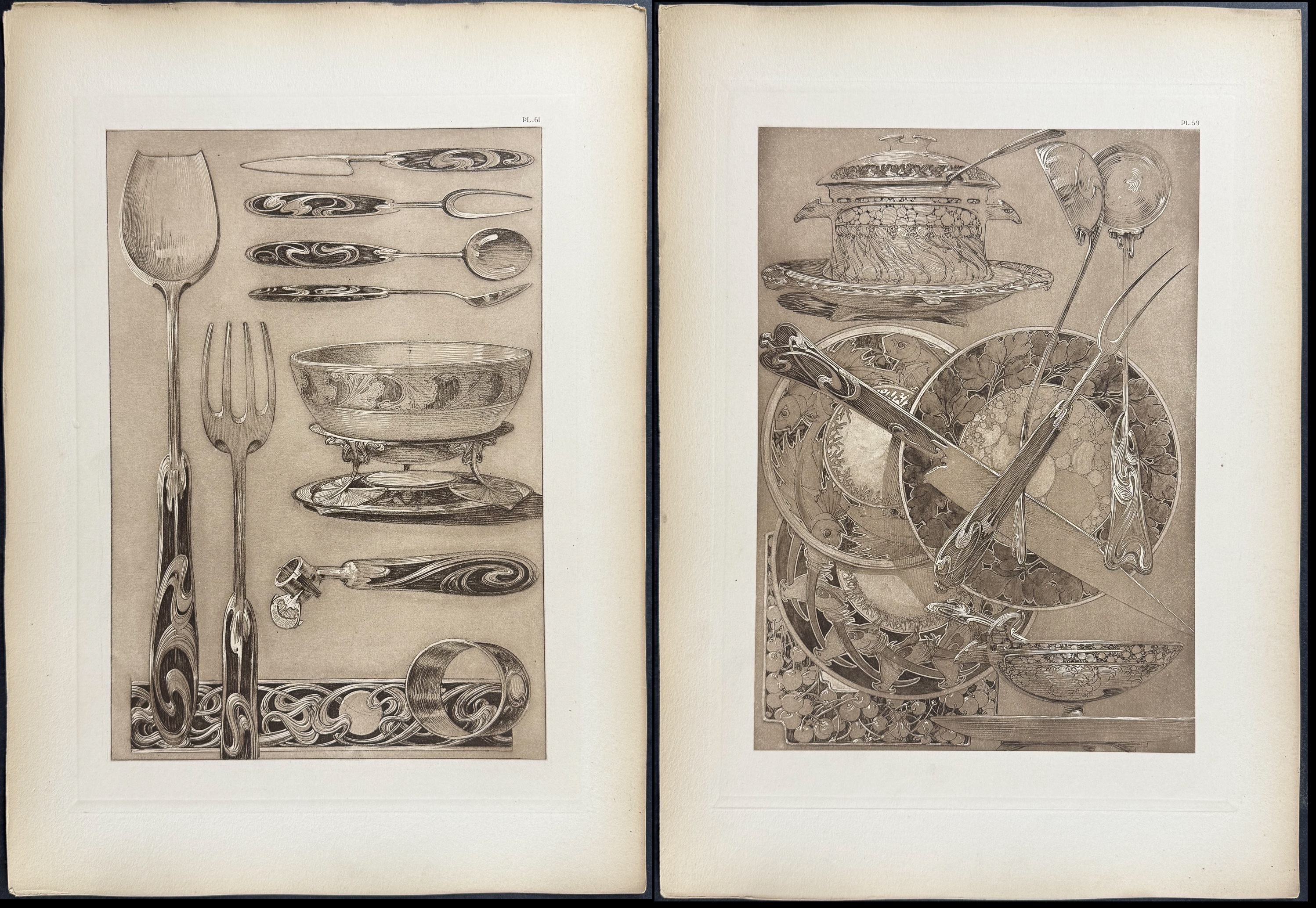 Mucha, Folio - 4 Lithographs of Serving Dishes