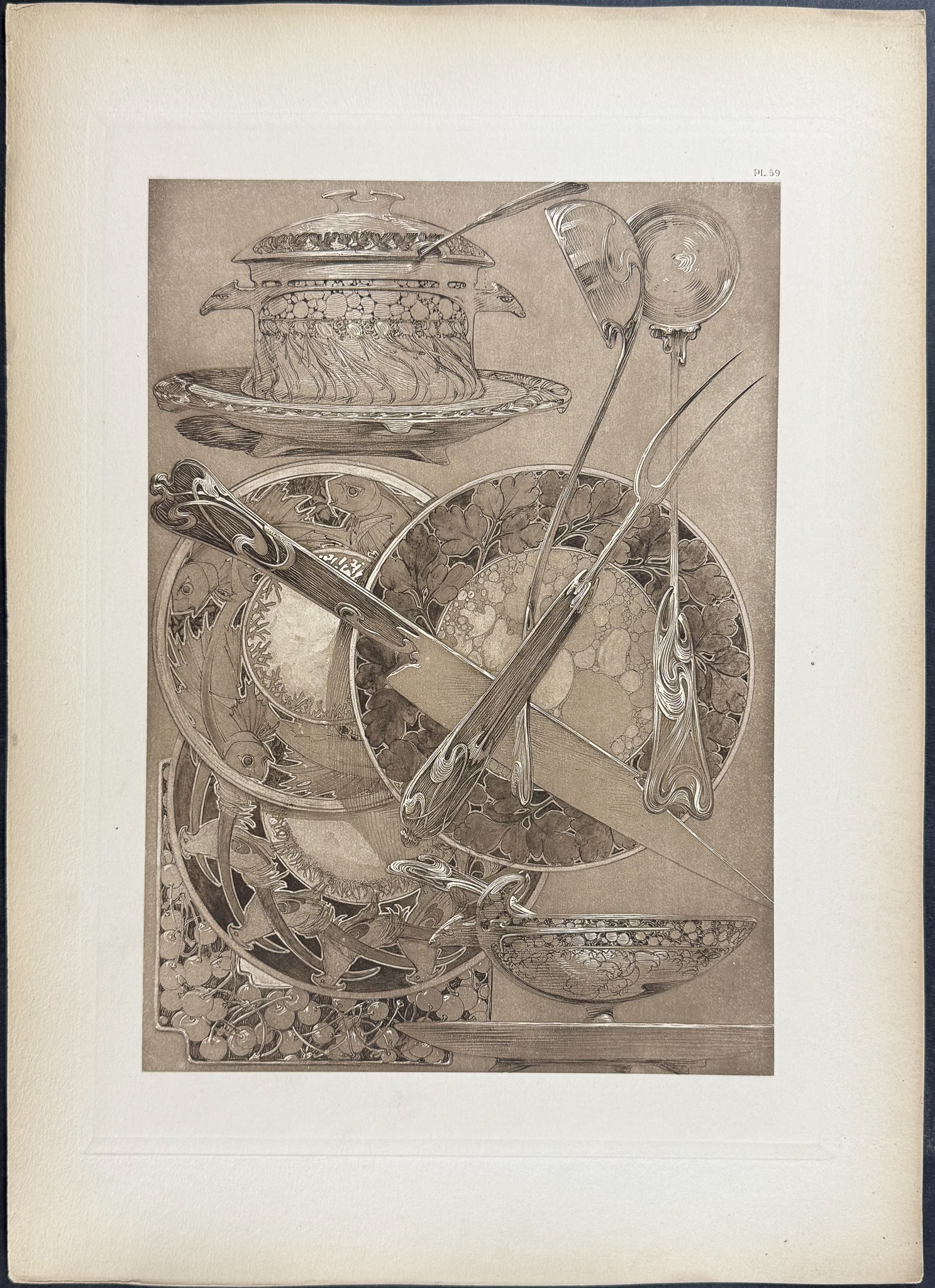 Mucha, Folio - 4 Lithographs of Serving Dishes