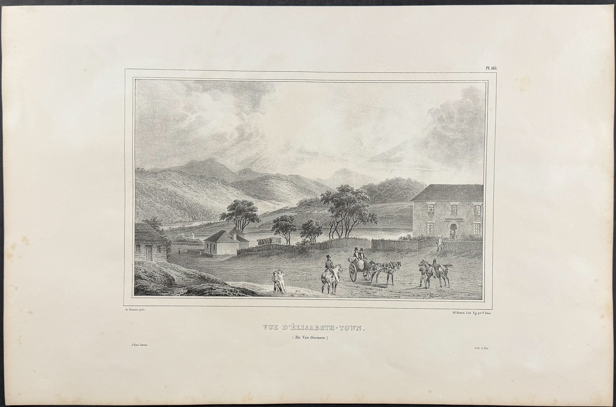 Dumont D'Urville, Australia - Elizabeth Town, Tasmania; Vue d'Elisabeth-Town (Ile Van Diemen) [New Holland]. 165