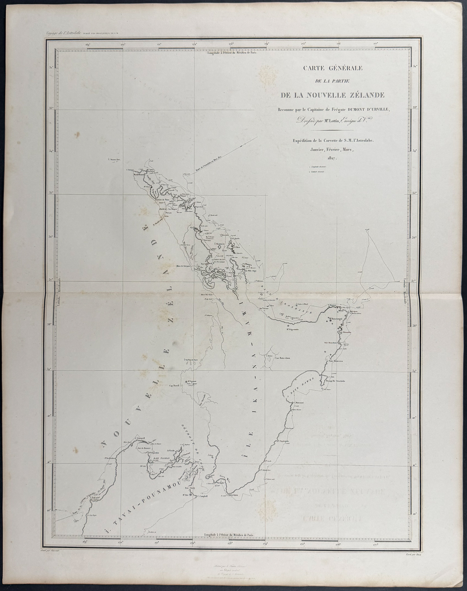 Dumont D'Urville - Pair of Maps of New Zealand