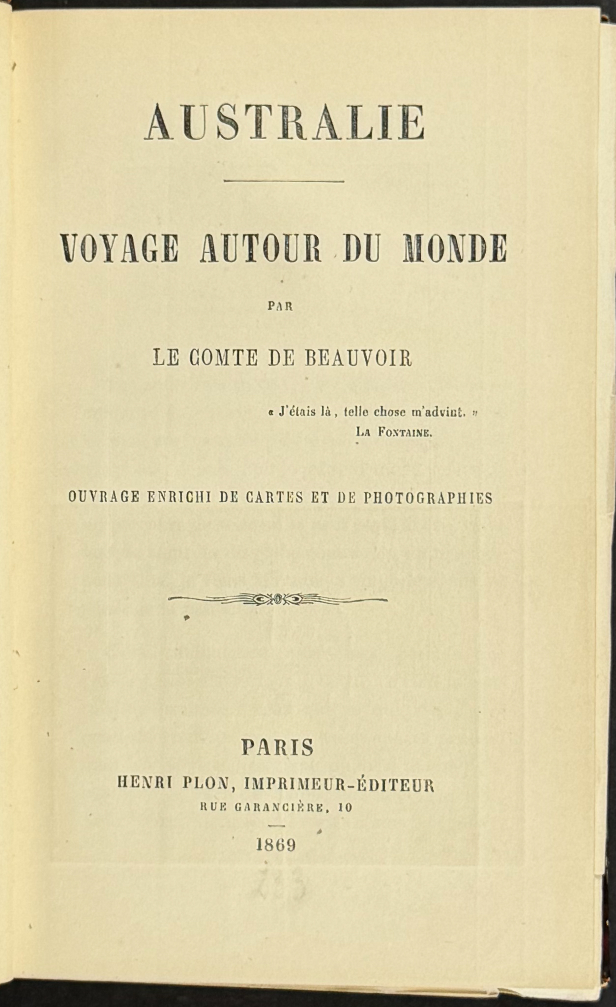 Beauvoir's Australia - Volume with 2 Maps & 2 Original Photographs