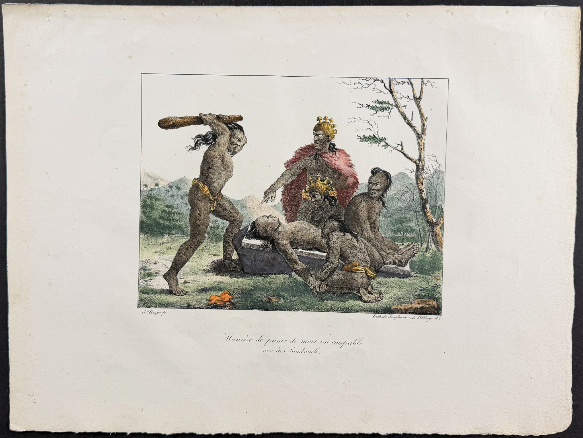 Arago, Hawaii - Method of executing a guilty person in the Sandwich Islands [Maniere de punir de mort un coupable aux iles Sandwich]