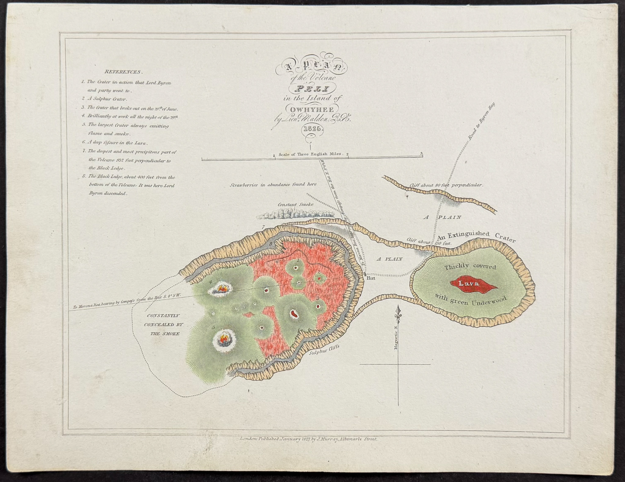 Byron, Hawaii - Volcano Peli in the Island of Owhyhee (Sandwich Islands)