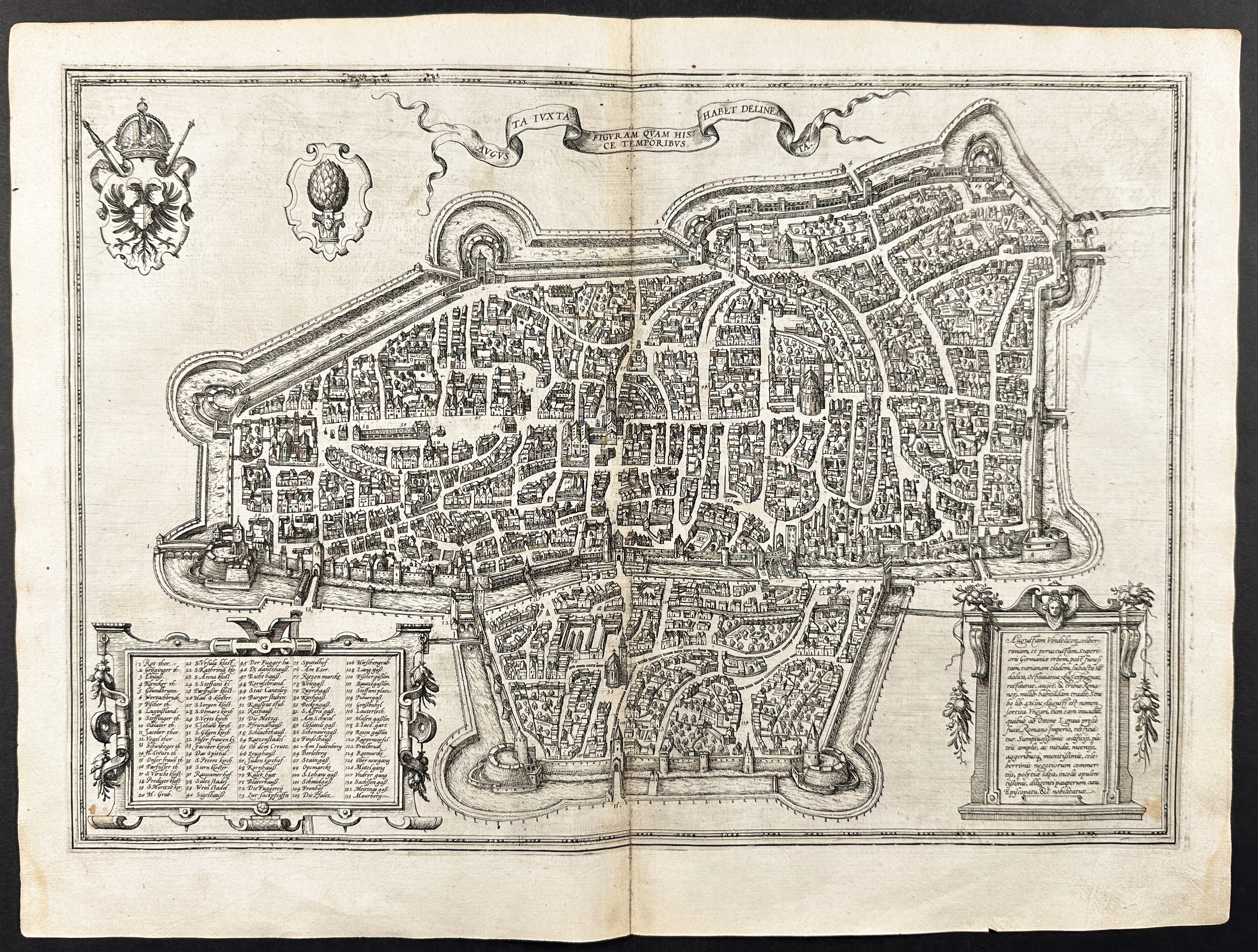 Braun & Hogenberg, pub. 1575 - View of Augsburg, Germany