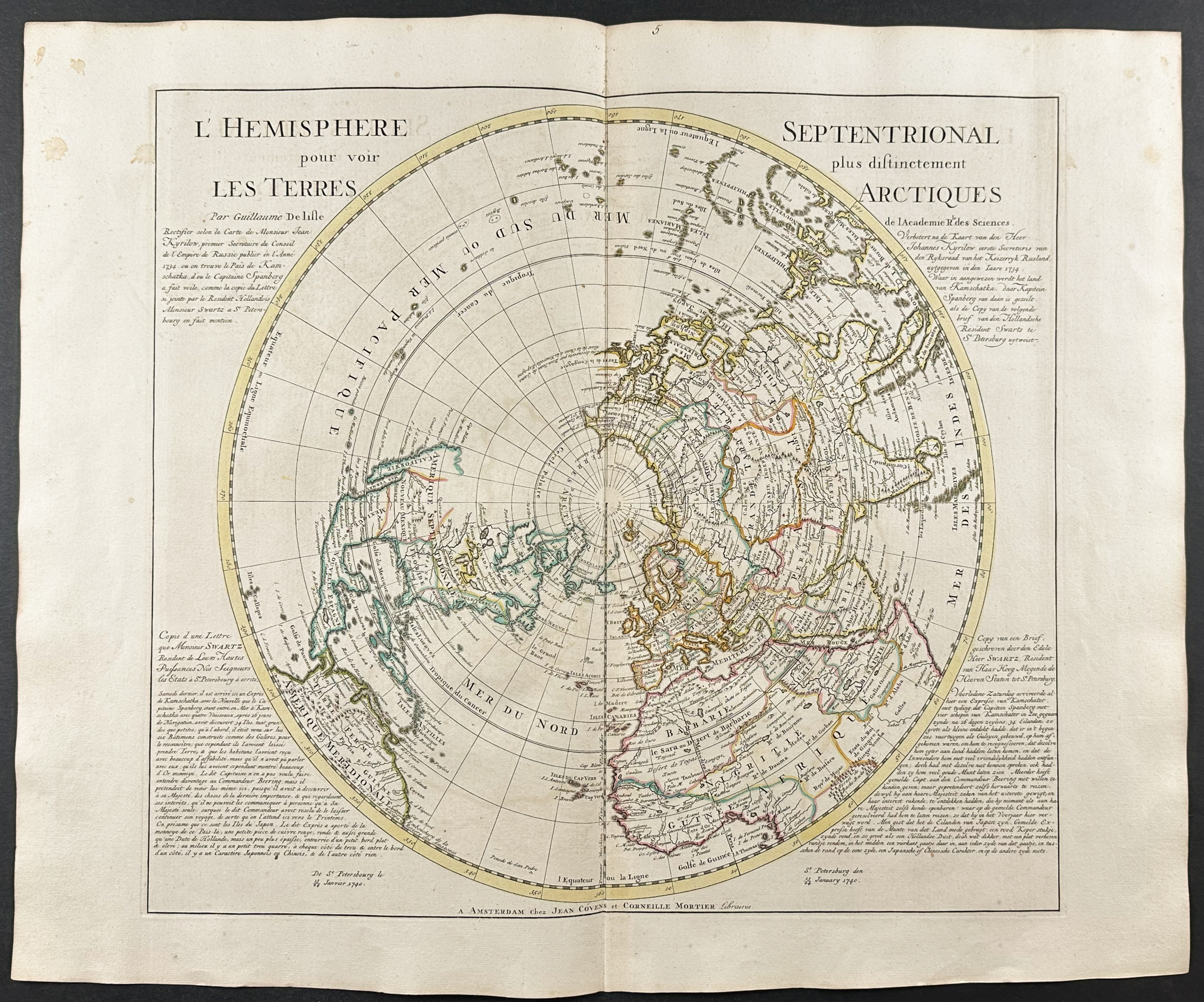 De L'Isle - Map of the Northern Hemisphere with Americas, Africa, Europe, & Asia