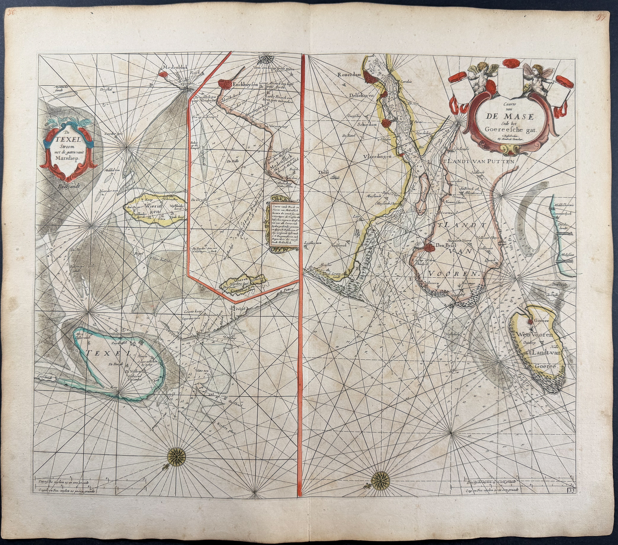 Doncker, pub. 1670 - Map of Texel and the Mouth of the Meuse River
