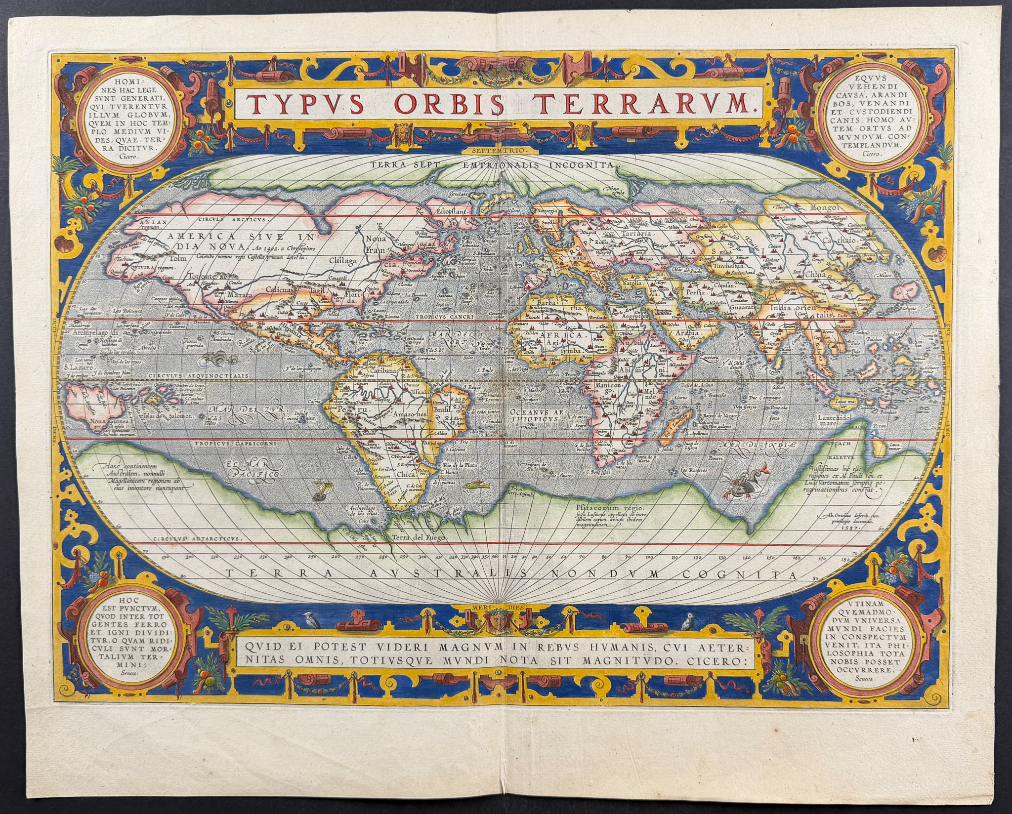 Ortelius, pub. 1587 - Map of the World with Americas