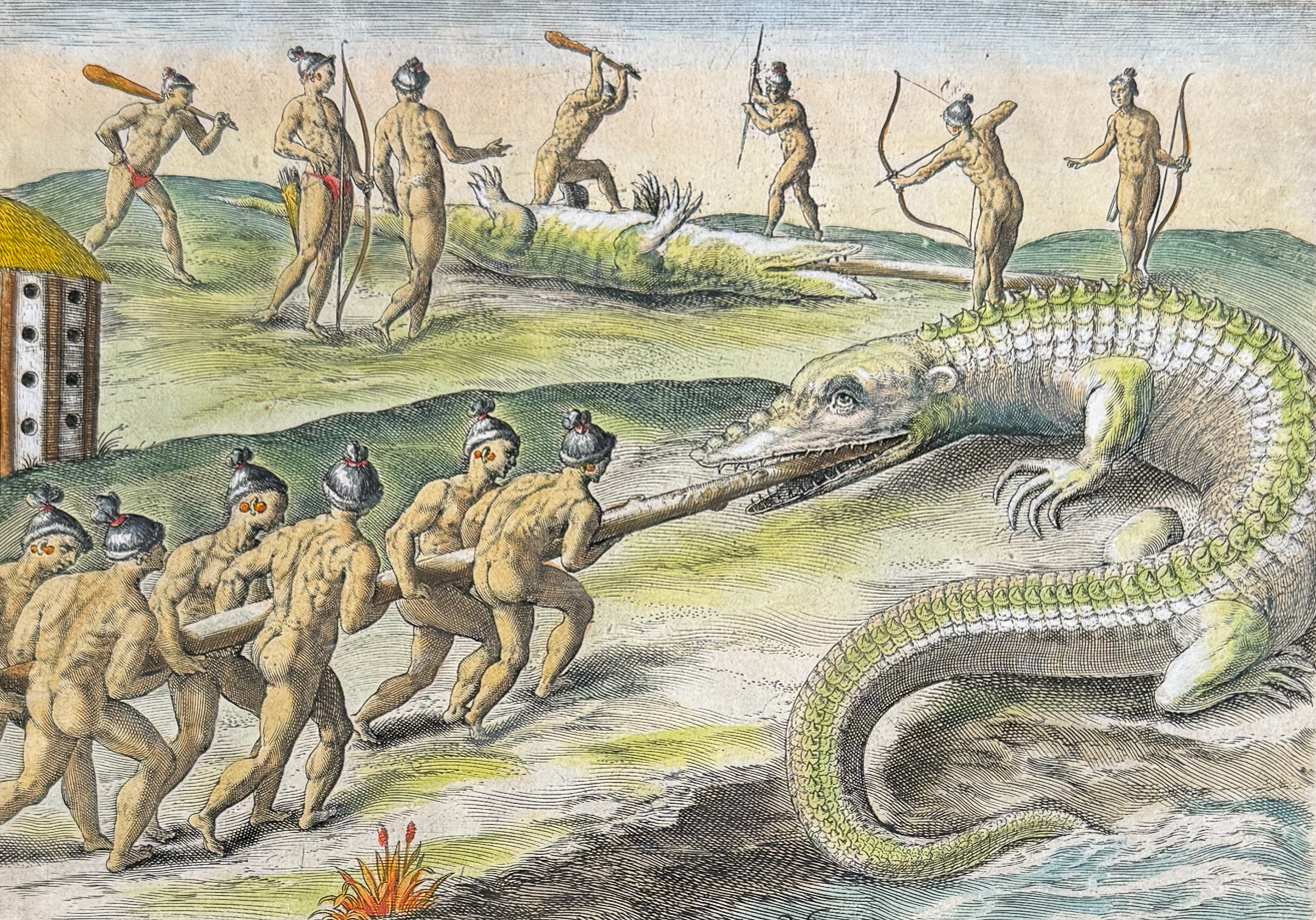 De Bry - Florida - Killing alligators (or Crocodiles)