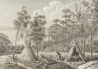 Peron & Freycinet - Native Australian or Aborigine Tombs or Graves. This fine engraving is from 