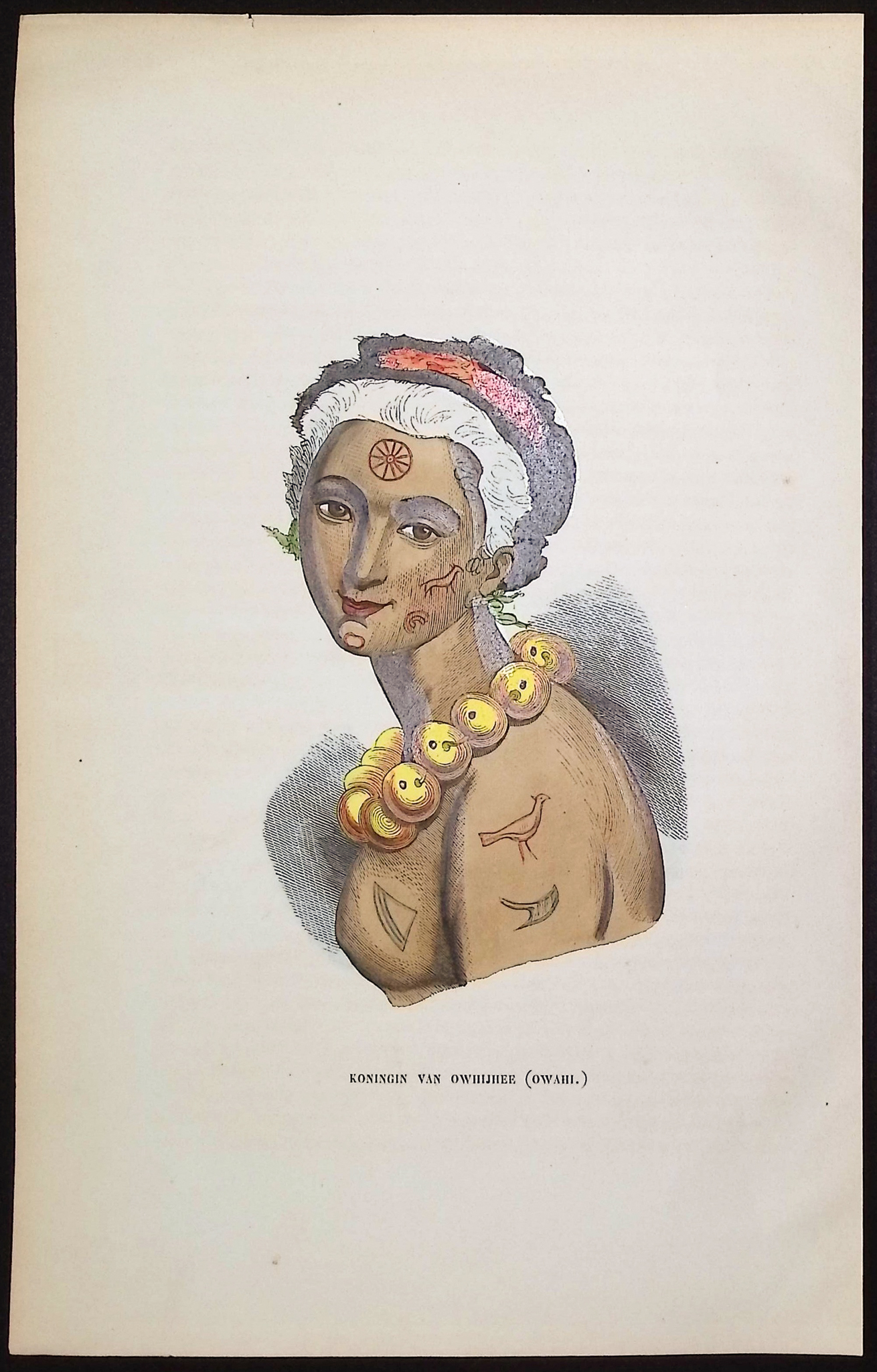 Berghaus after Arago, Hawaii - Queen Kaonoe of Hawaii [Koningin van Owijhee (Owahi)]