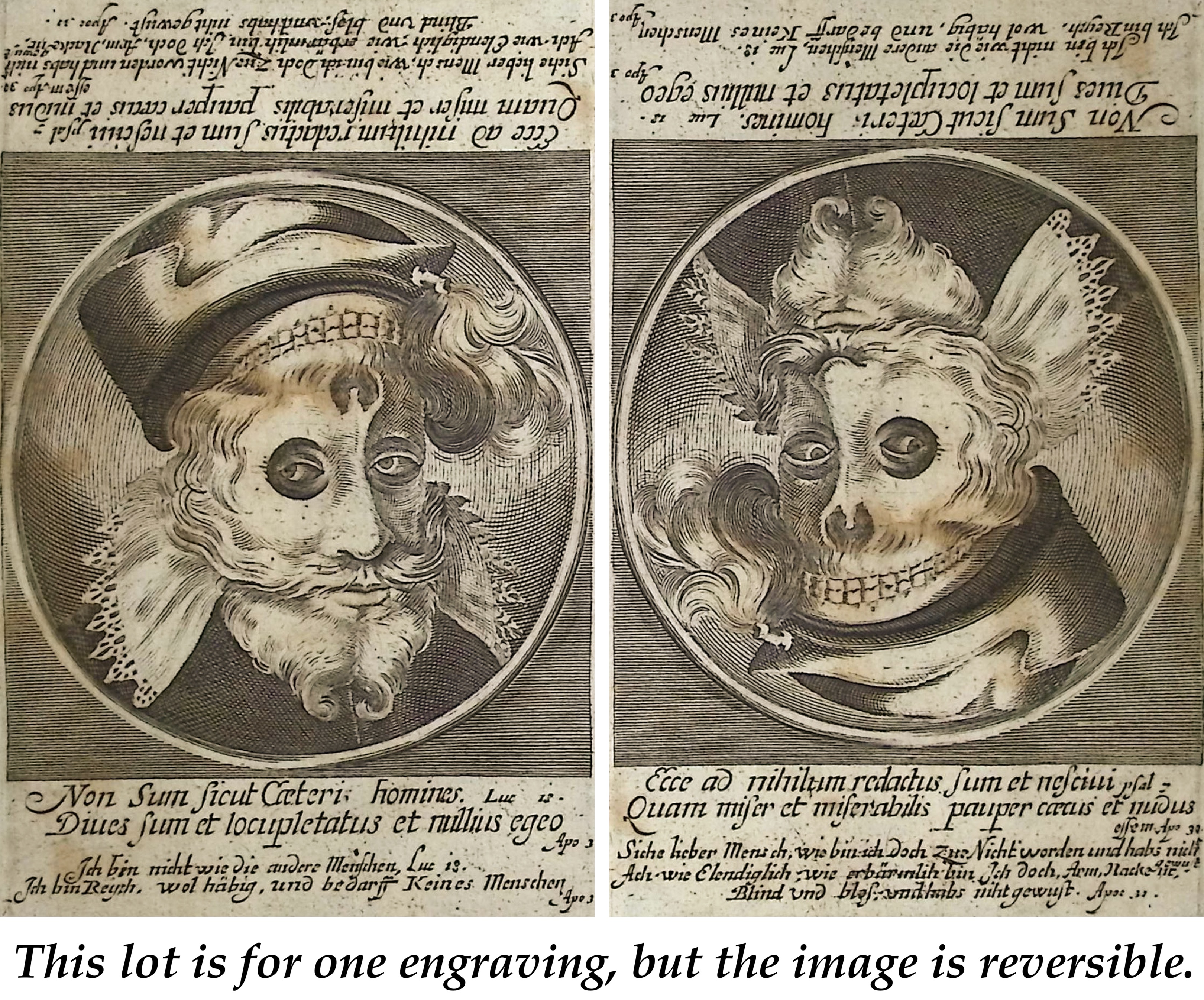 Merian - Dance of Death (Image is man in one direction, Skeleton when flipped)