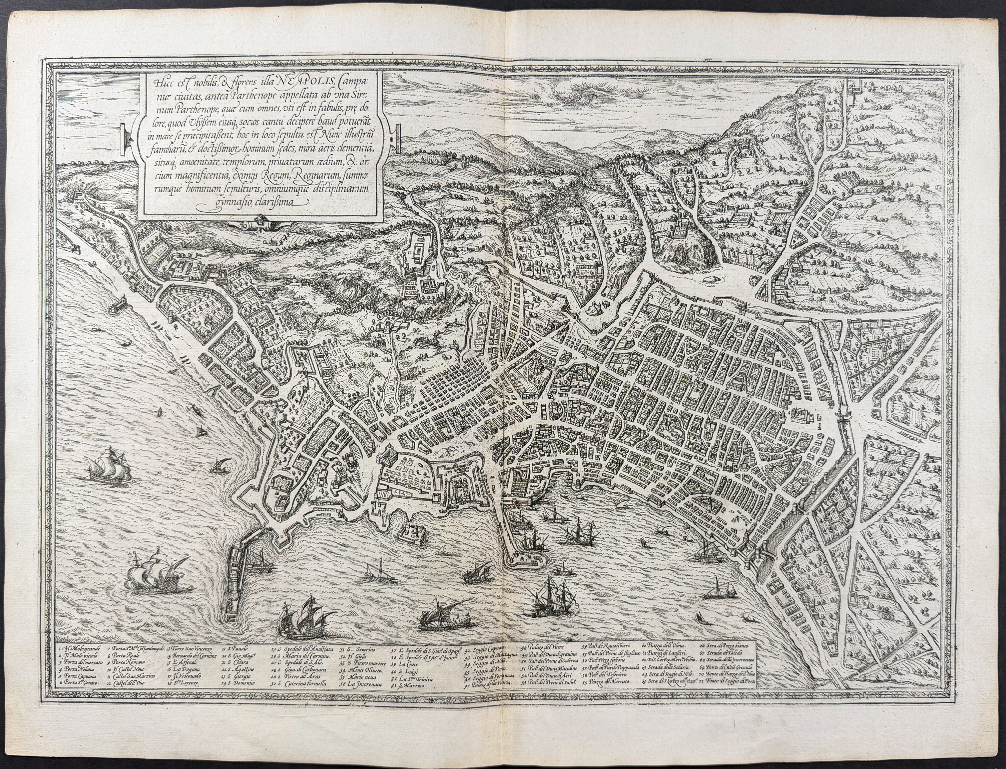 Braun & Hogenberg, pub. 1575 - View of Naples, Itay