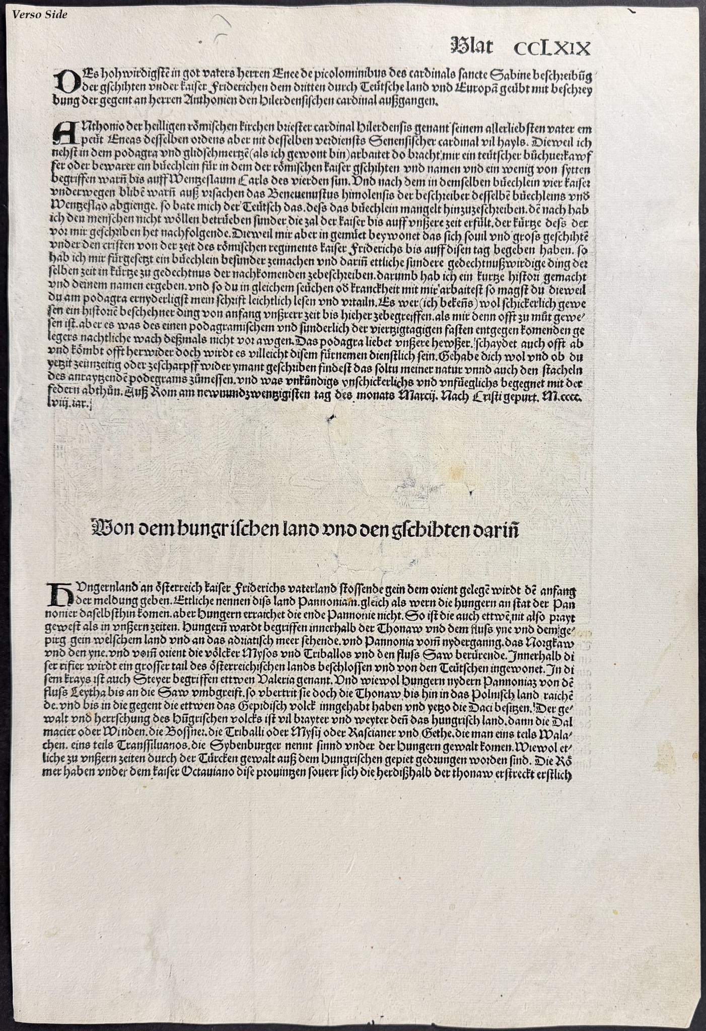 Schedel, pub. 1493 - View of European Town / Verso: Text Only