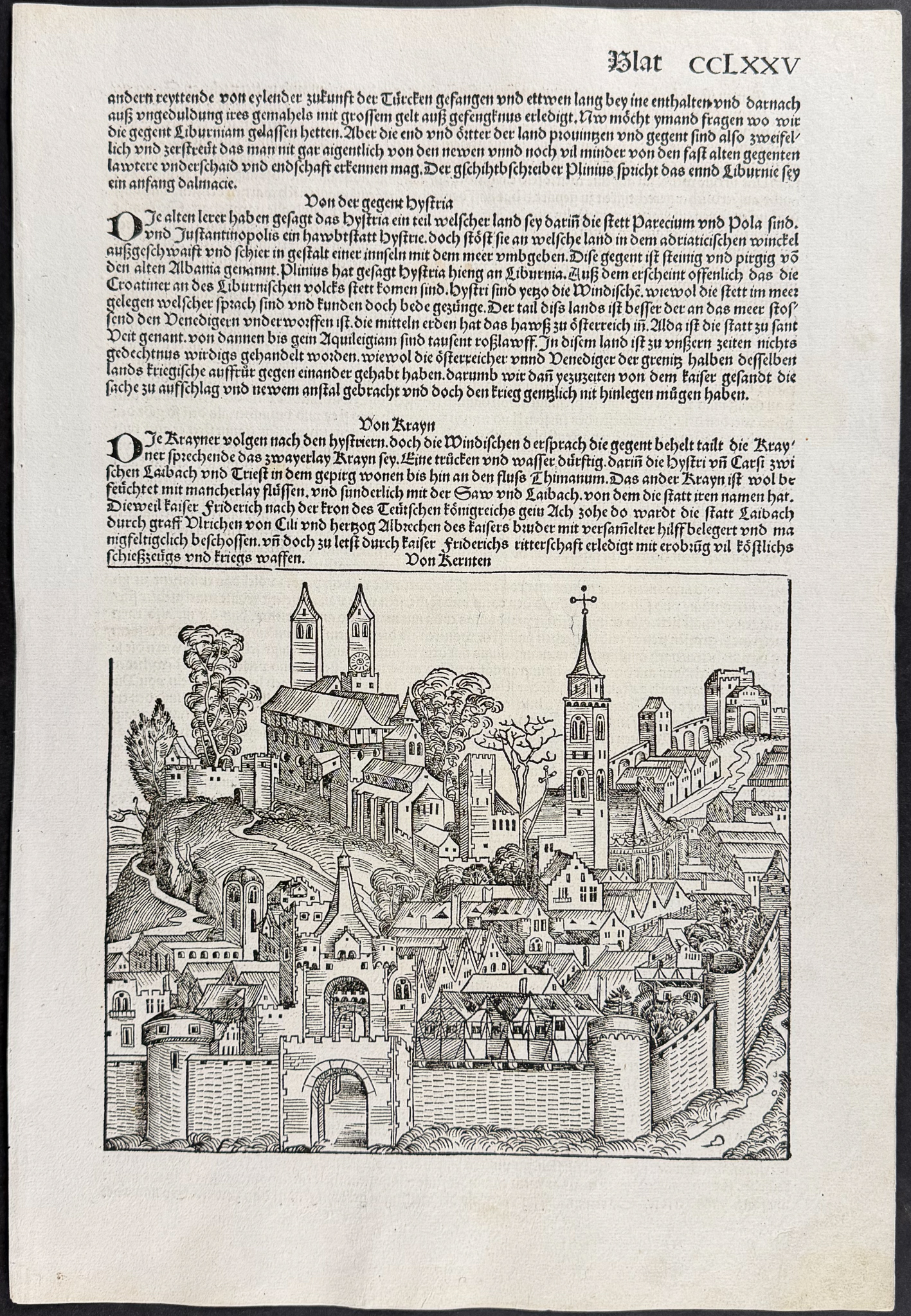 Schedel, pub. 1493 - View of Carinthia, Austria / Verso: Text only