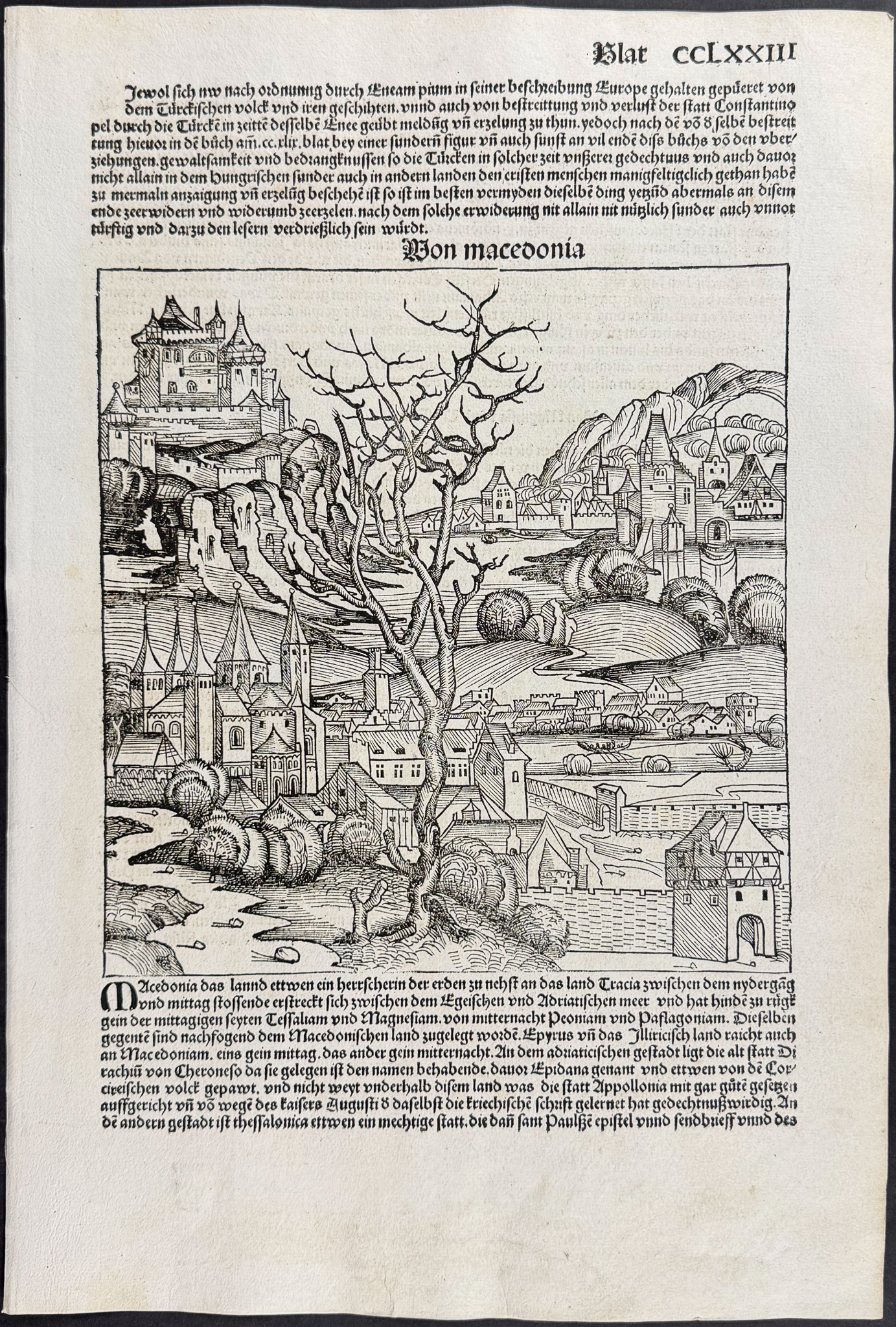 Schedel, pub. 1493 - View of Macedonia / Verso: Text Only