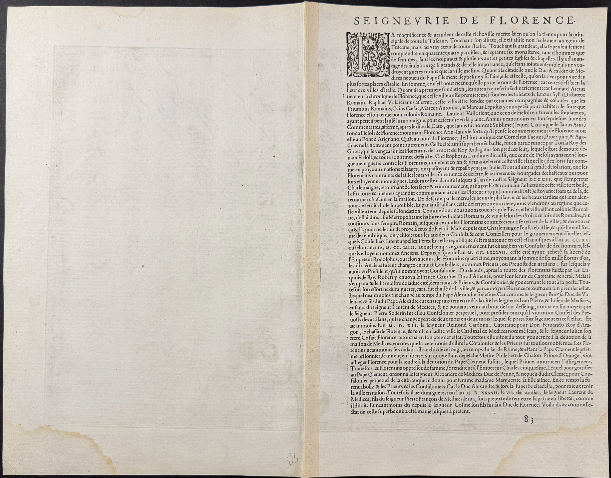 Ortelius, pub. 1587 - Map of Florence, Italy