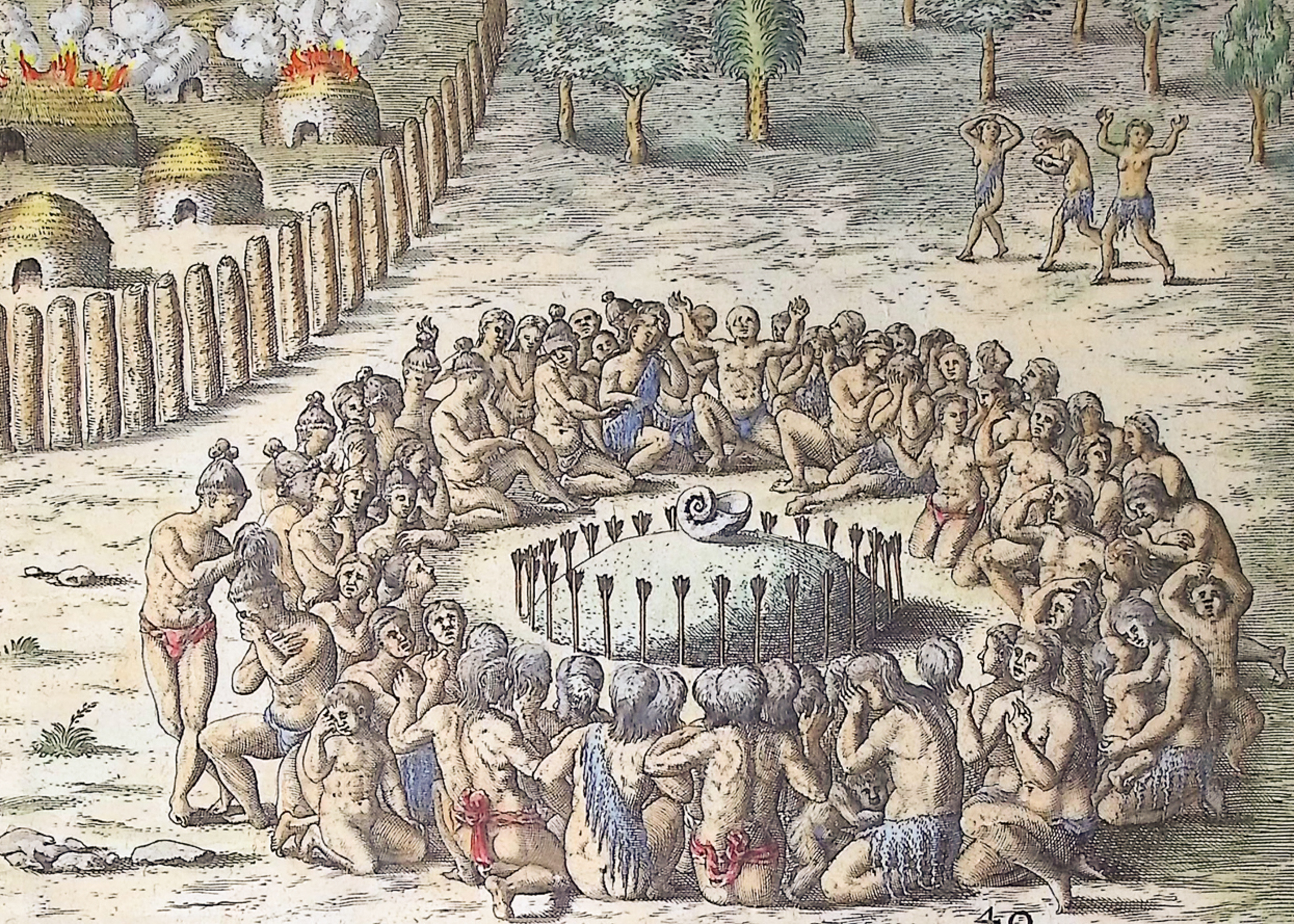 De Bry - Florida - Ceremonies at the death of a chief or priest (Nautilus Shell)