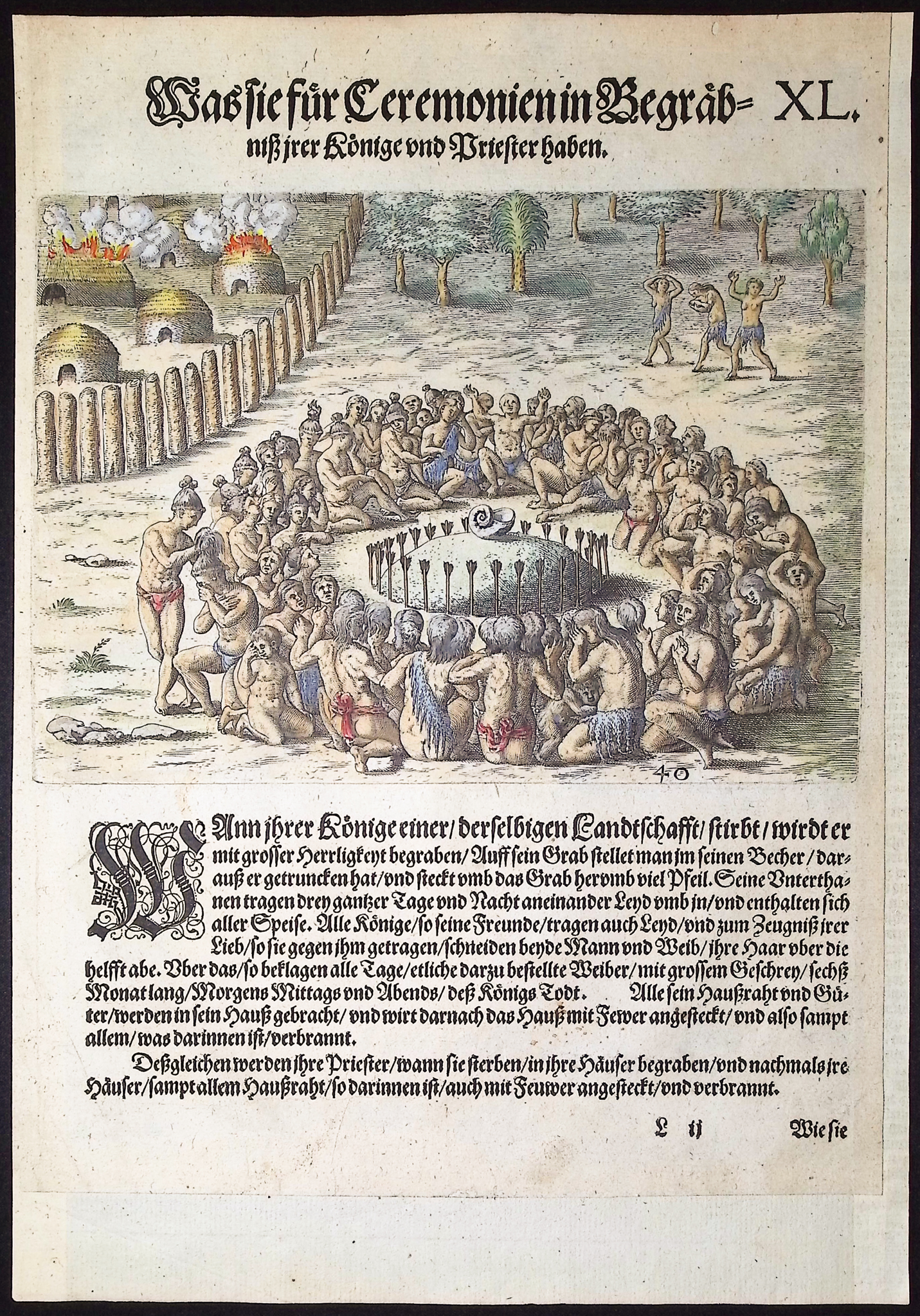 De Bry - Florida - Ceremonies at the death of a chief or priest (Nautilus Shell)