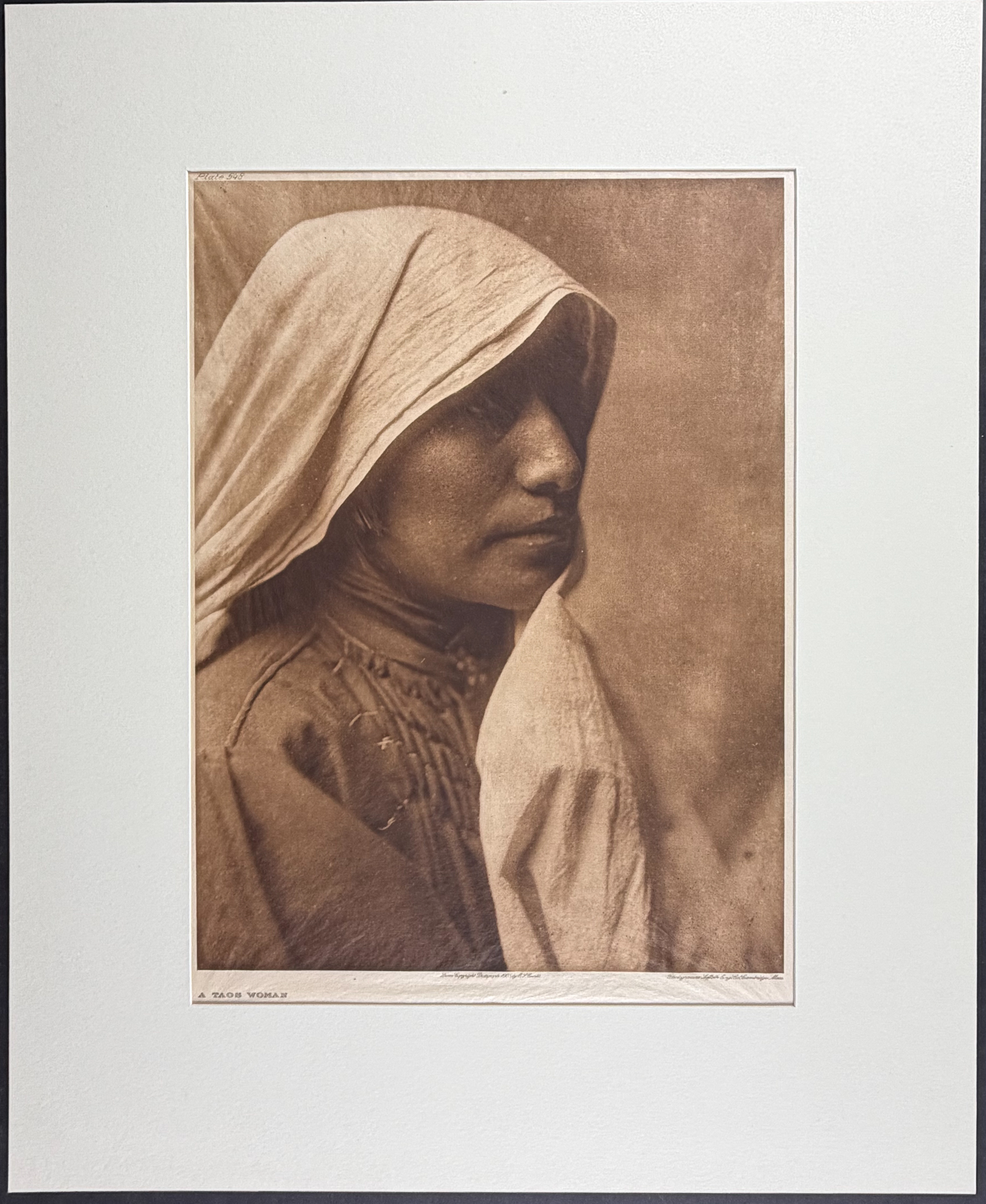 E Curtis, Folio, Japanese Tissue in Overmat - A Taos Woman
