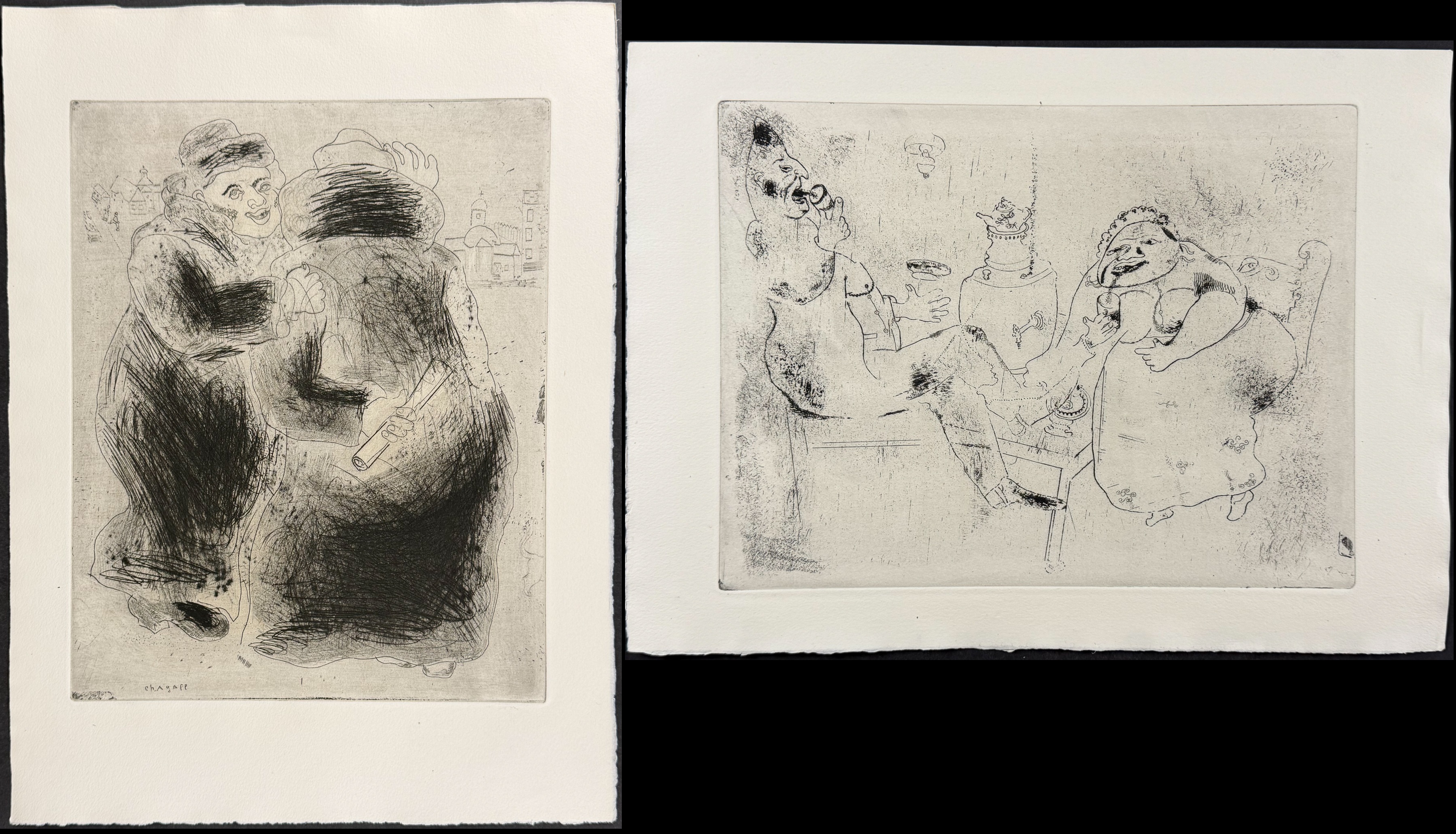 Chagall & Gogol's Les Ames Mortes - Pair of Etchings