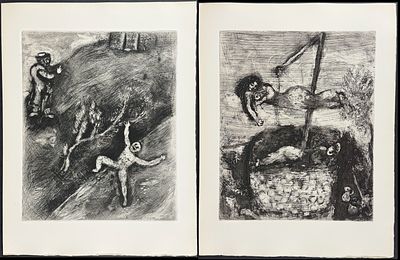 Chagall & Fontaine's Fables - 5 Etchings of Fables. Included in this lot: The Wolf Pleading 