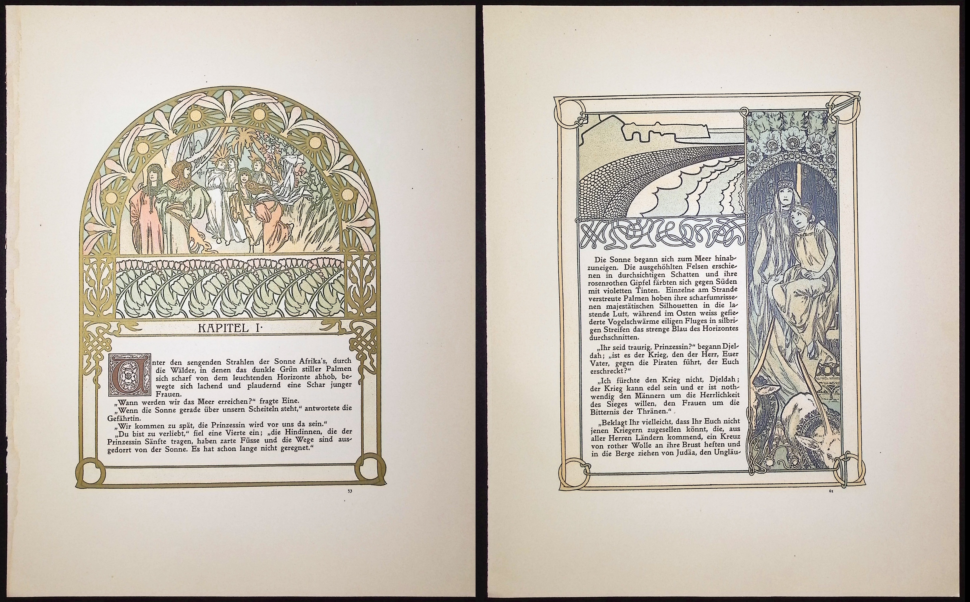 Mucha - 7 Ornately Illustrated Pages (most with text and image to each side)