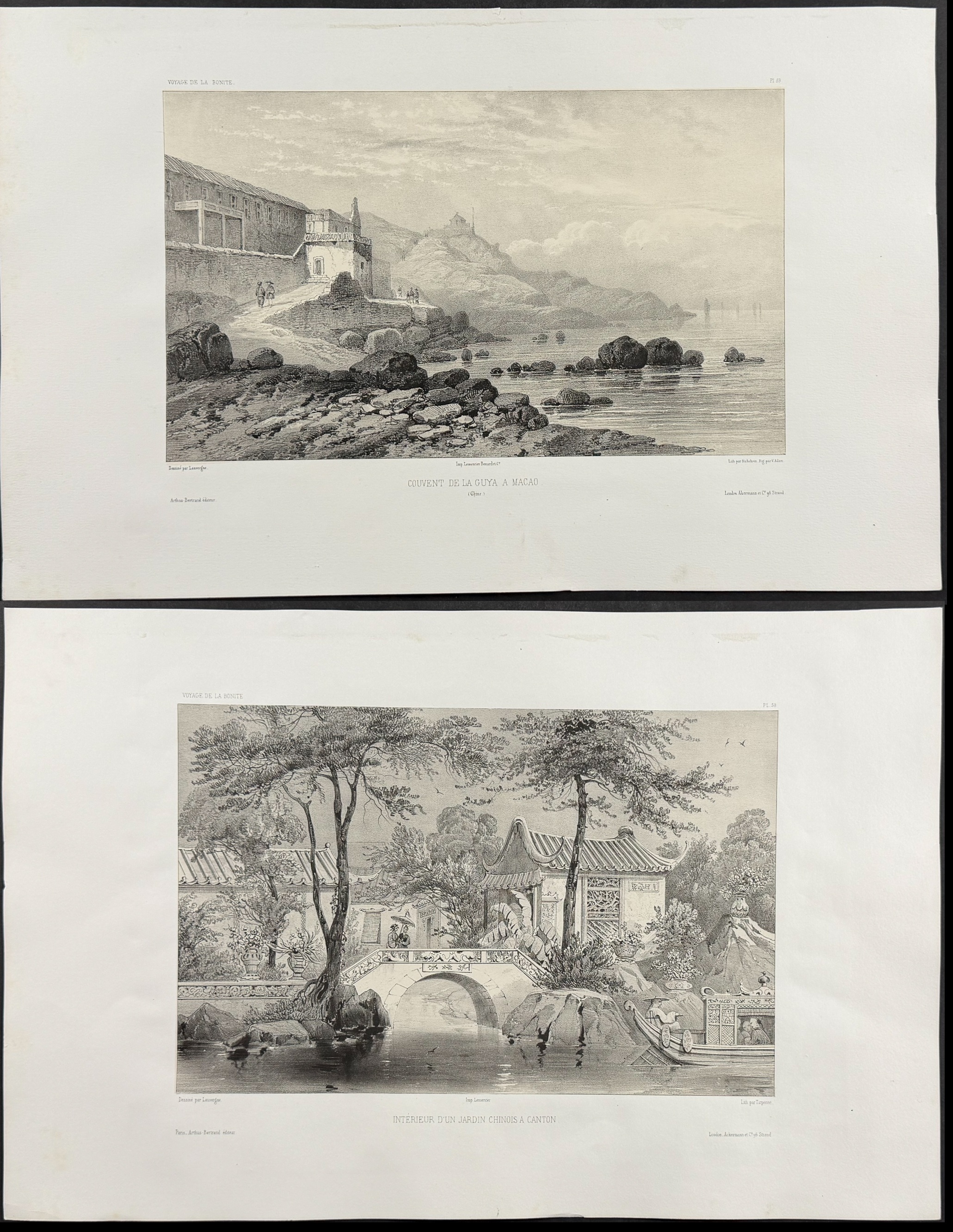 Dumont - 6 Lithographs of Macao & Canton, China