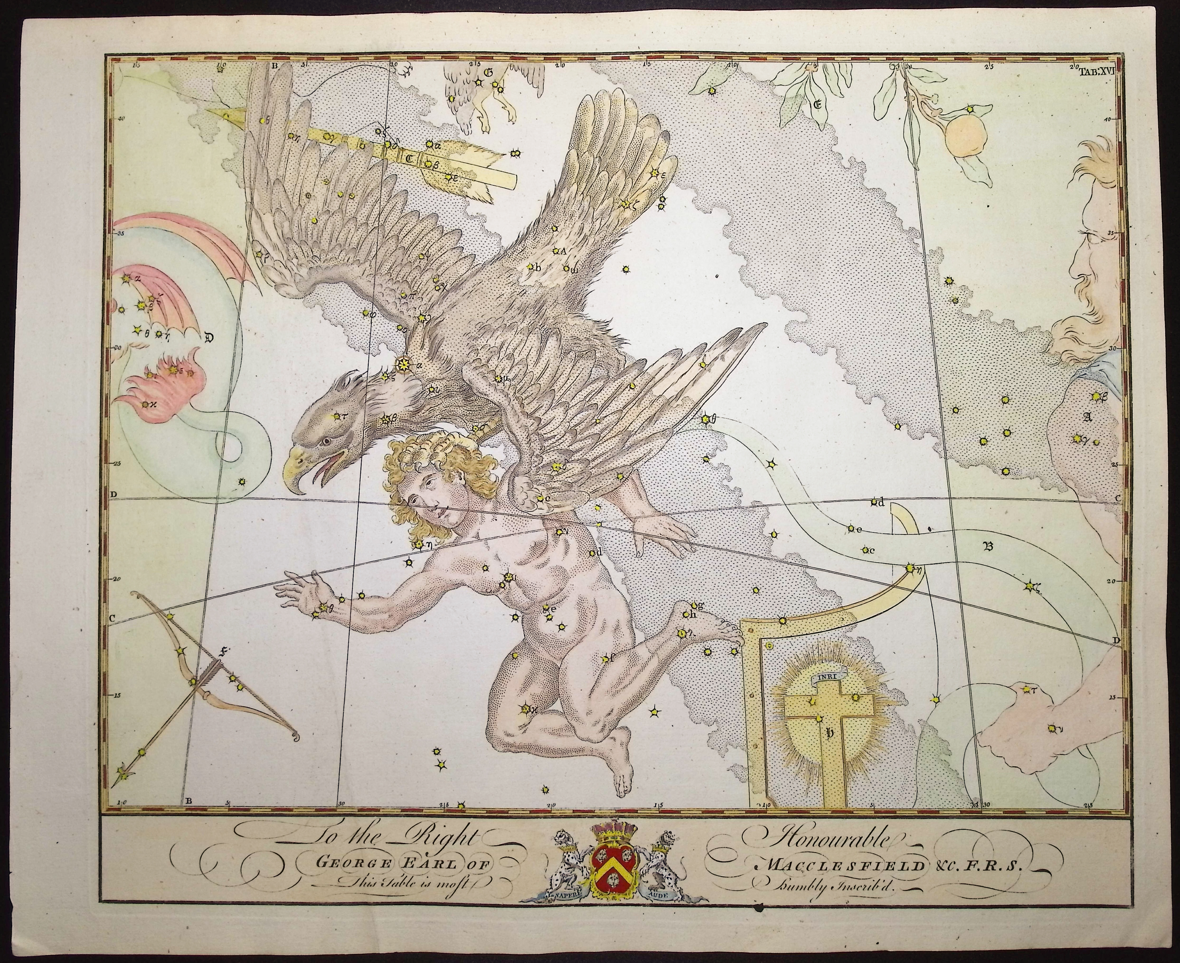 Bevis, Rare - Constellation or Star Chart of Aquila (Eagle)