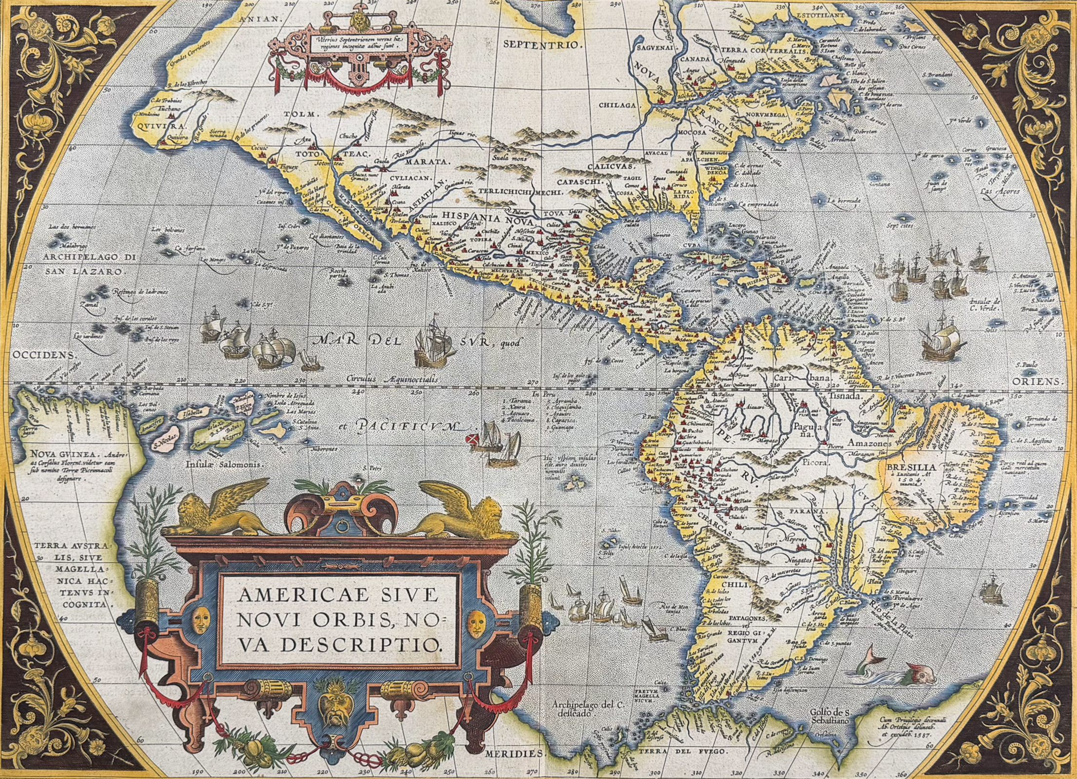 Ortelius, pub. 1587 - Map of the Americas
