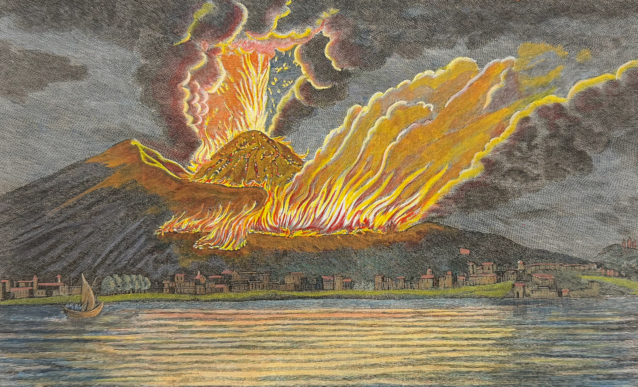 Moore - Mount Vesuvius Volcano [View of Mount Vesuvius in Naples with the eruption of Smoke, Fire, Lava, &c]