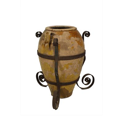 GIARA - GIARA in terracotta con supporto in ferro Sicilia XIX secolo giara h cm 73 x 48 - base cm 