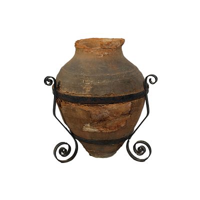 GIARA - GIARA in terracotta con supporto in ferro Sicilia XIX secolo giara h cm 82 x 60 - base cm 