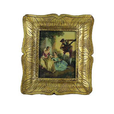 COPPIA PICCOLE CORNICI A GUANTIERA - COPPIA PICCOLE CORNICI A GUANTIERA in legno inciso a palmette 