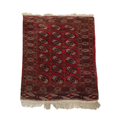 TAPPETO TURKEMAN - TAPPETO TURKEMAN fondo rosso con ripetizioni di gul ottagonali, bordure 