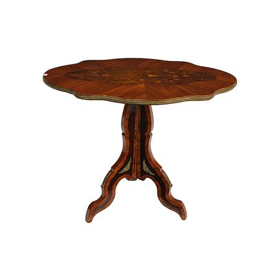 TAVOLINO NAPOLEONE III - TAVOLINO NAPOLEONE III in palissandro, radica di noce e riccamente 