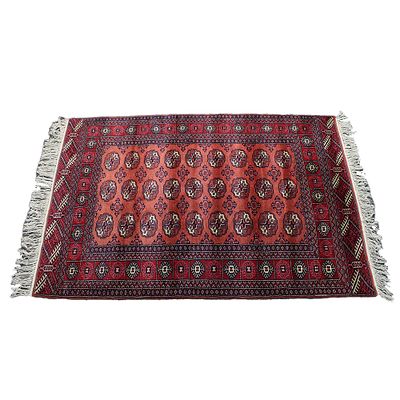 TAPPETO TURKMAN - TAPPETO TURKMAN lana su cotone annodato a mano, campo rosso con fili di gul 