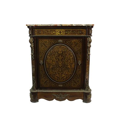 CREDENZA DI GUSTO BOULLE AD 1 ANTA - CREDENZA DI GUSTO BOULLE AD 1 ANTA intarsiata in ottone e 