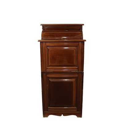 CURIOSO SCRITTOIO SERVOMUTO - CURIOSO SCRITTOIO SERVO MUTO in mogano con alta a ribalta 