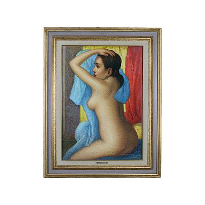 V. VINCIGUERRA - V. VINCIGUERRA tecnica mista su tavola nudo di donna h cm 77 x 57 / cornice h cm 