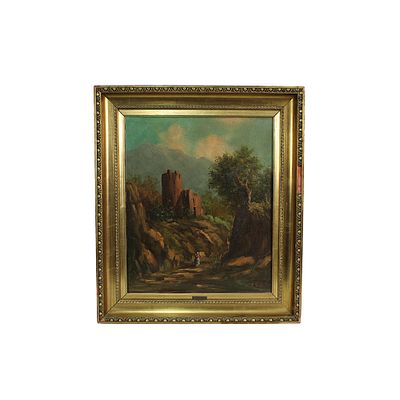 ATOS VINTI - ATOS VINTI olio su tela raffigurante Rocca, firma in basso a dx dentro cornice in 