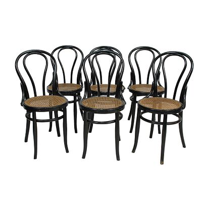 LOTTO DI 6 SEDIE THONET - LOTTO DI 6 SEDIE THONET in legno ebanizzato con seduta in finocchino in 