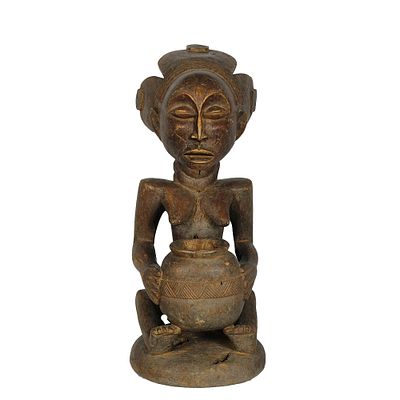 FIGURA DIVINATORIA MBOKO - FIGURA DIVINATORIA MBOKO etnia Luba in legno patina bruna, utilizzata 