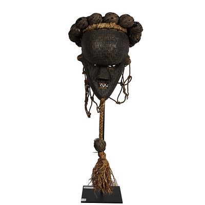 MASCHERA MUKINKA - MASCHERA MUKINKA etnia Salampasu in legno rame rattan fibre vegetali 