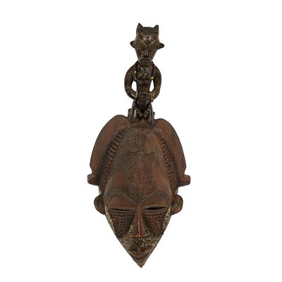 MASCHERA FACCIALE ESTREMAMENTE RARA - MASCHERA FACCIALE ESTREMAMENTE RARA dell'etnia Igbo in legno 