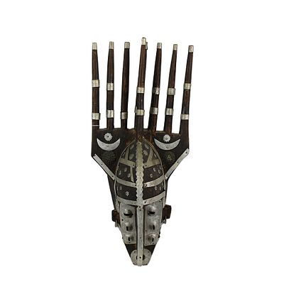 MASCHERA N'TOMO - MASCHERA N'TOMO etnia Minianka in legno patina nera ed alluminio. Utilizzate dai 