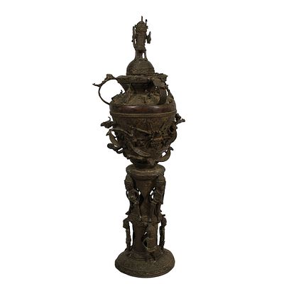 VASO CON COPERCHIO CERIMONIALE ALTAMENTE DECORATIVO - VASO CON COPERCHIO CERIMONIALE ALTAMENTE 