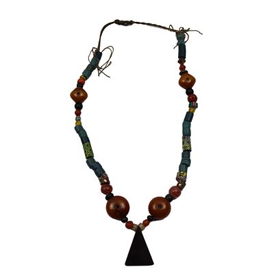 COLLANA - COLLANA con murrine perline di vetro ambra etnia Maur. Mauritania cm &Oslash; 20